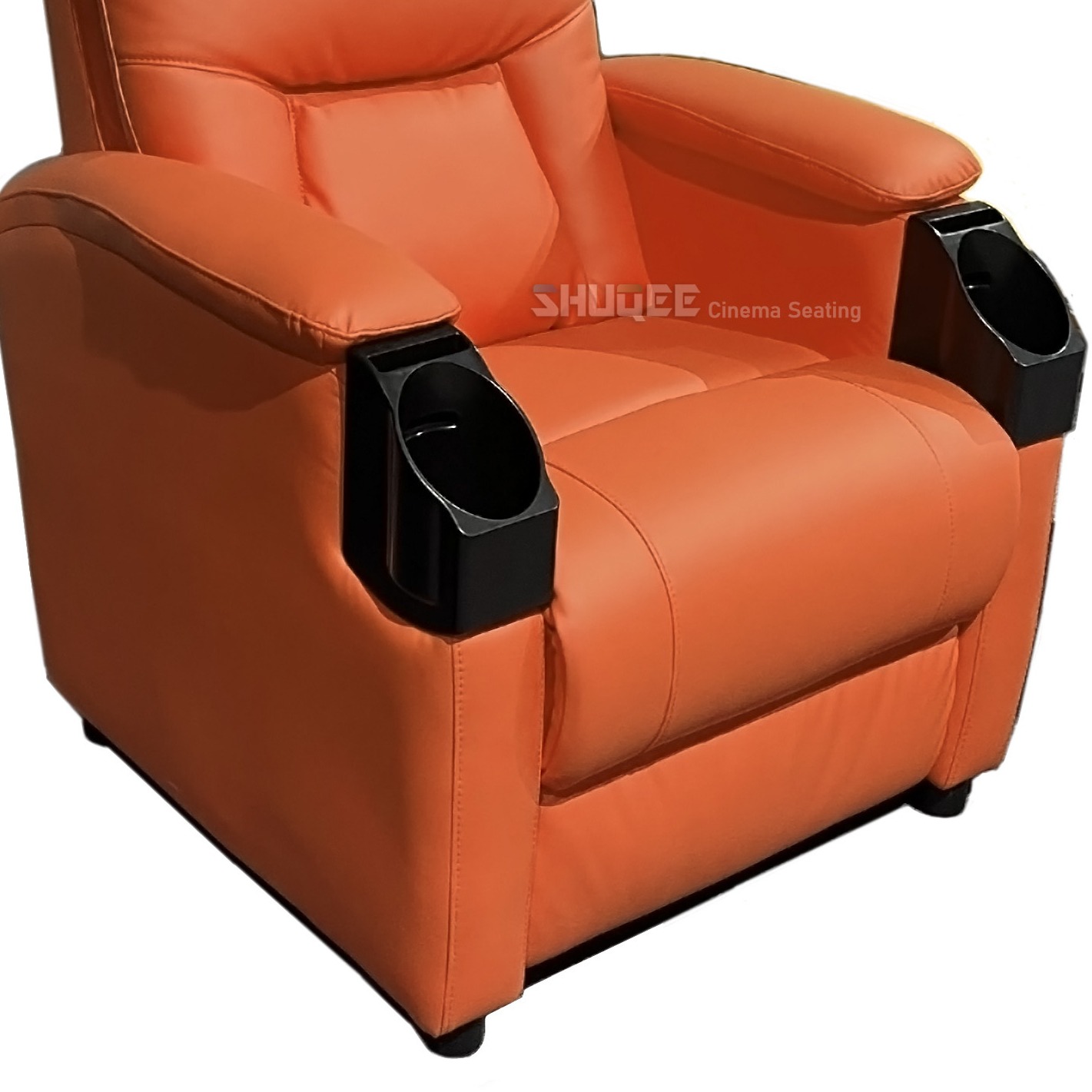 Leatehr Recliner Orange Movie Theater Seats With Cup Sacuer For Cinema Home Living Room
